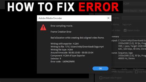 frame creation error premiere pro.